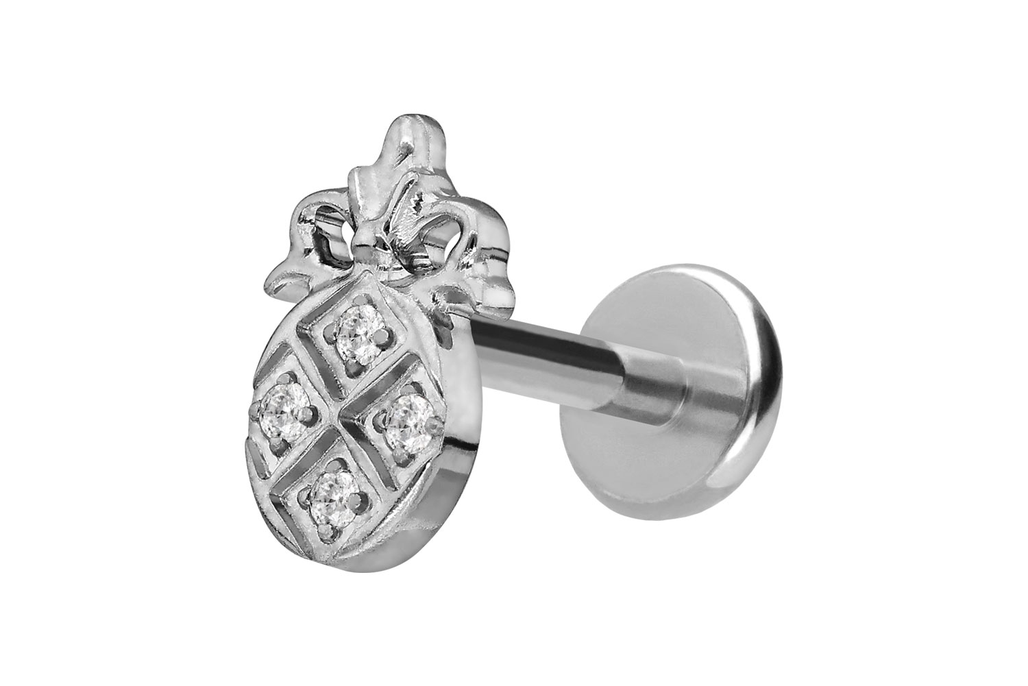 Titan Labret Piercing mit Push Fit KRISTALLANANAS